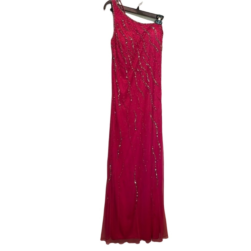 Jump Apparel pink one shoulder formal dress